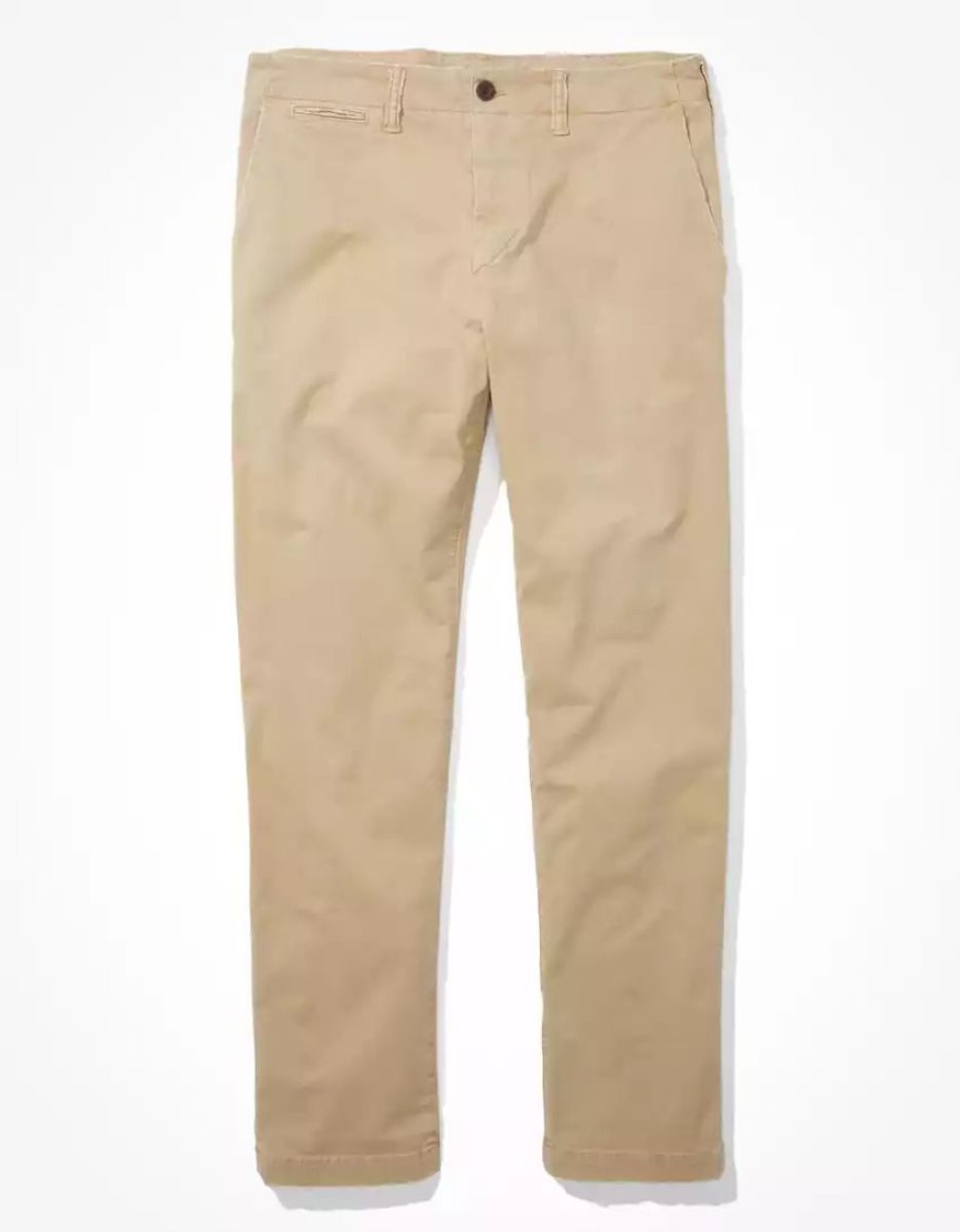 Pantalon American Eagle AE Flex Athlétiques Droit Lived-In Khaki Kaki Clair Homme | MDP-50633572